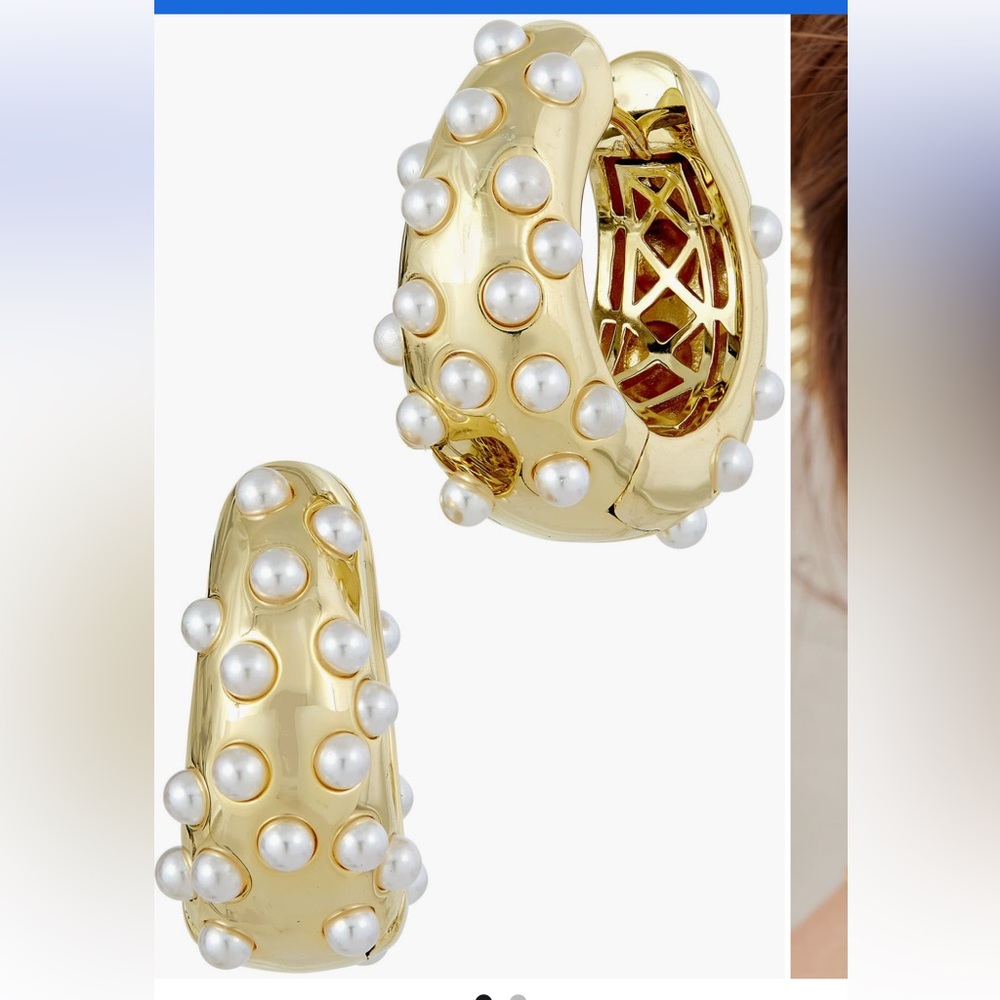Savvy Cie NEW Faux Pearls Hoop Earrings